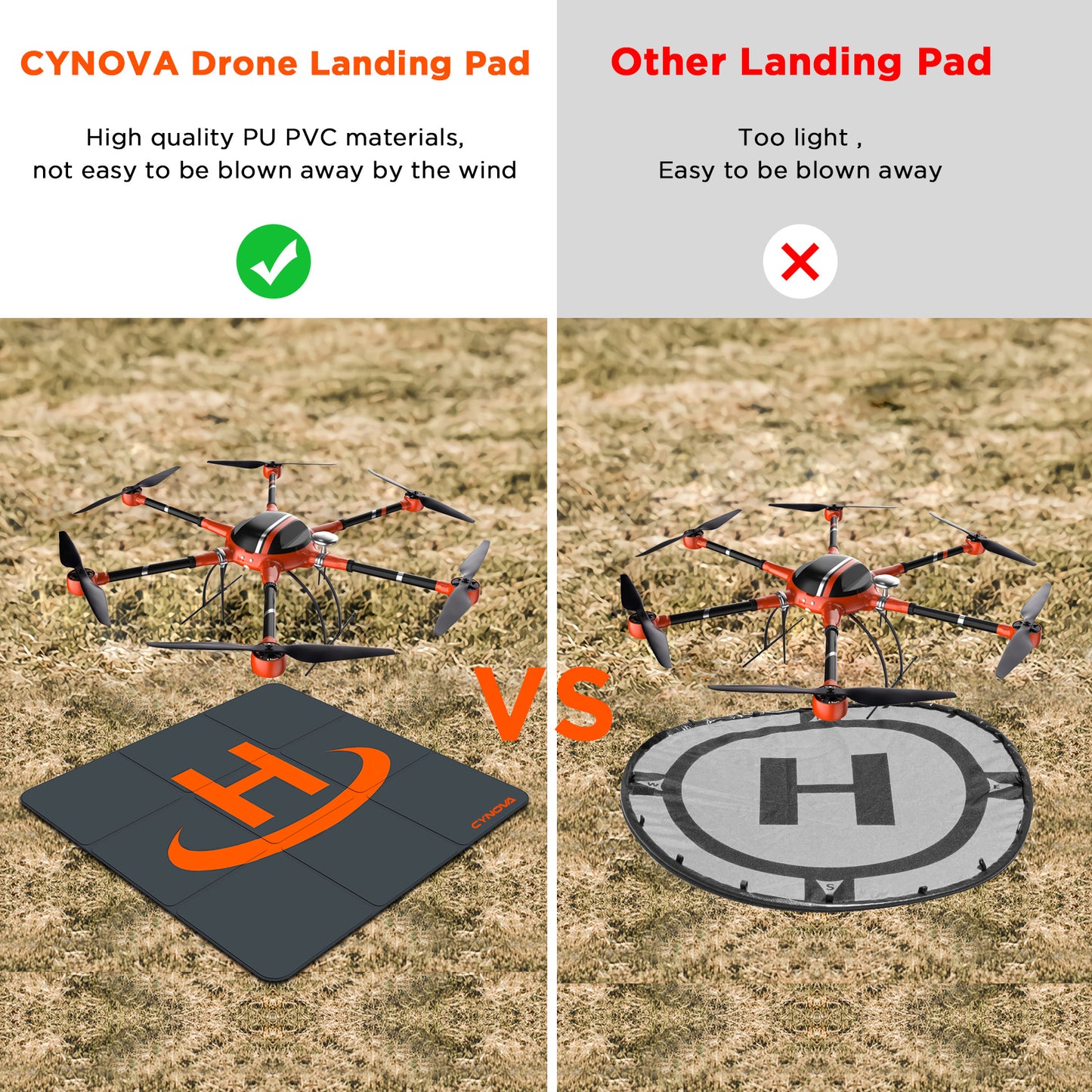 CYNOVA 3.33 FT Drone Landing Pad Weighted Large Waterproof PU Leather Foldable