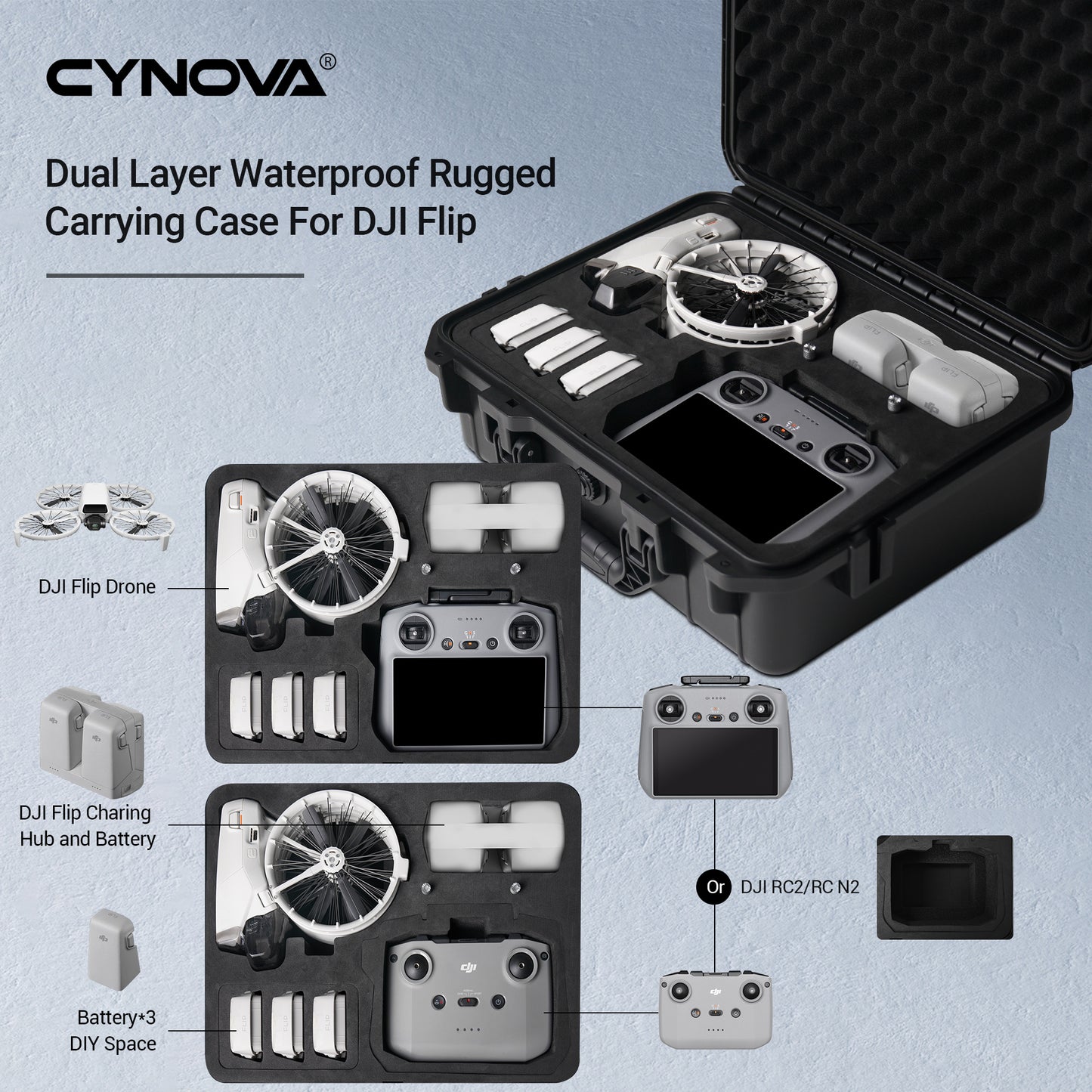 CYNOVA Portable Hard Waterproof Hard Case for DJI Flip