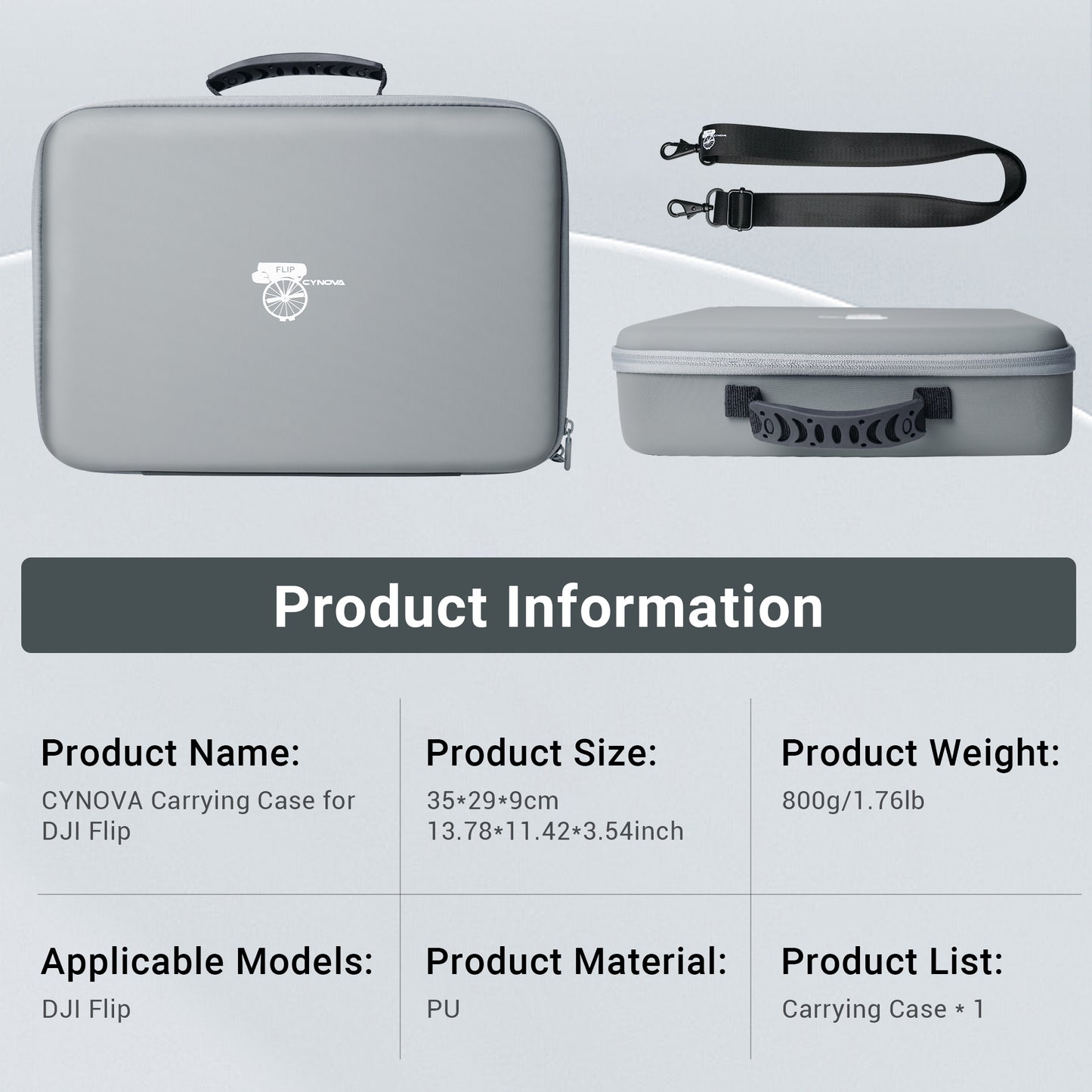 CYNOVA Carrying Case for DJI Flip, Portable Waterproof PU Storage Protective Bag