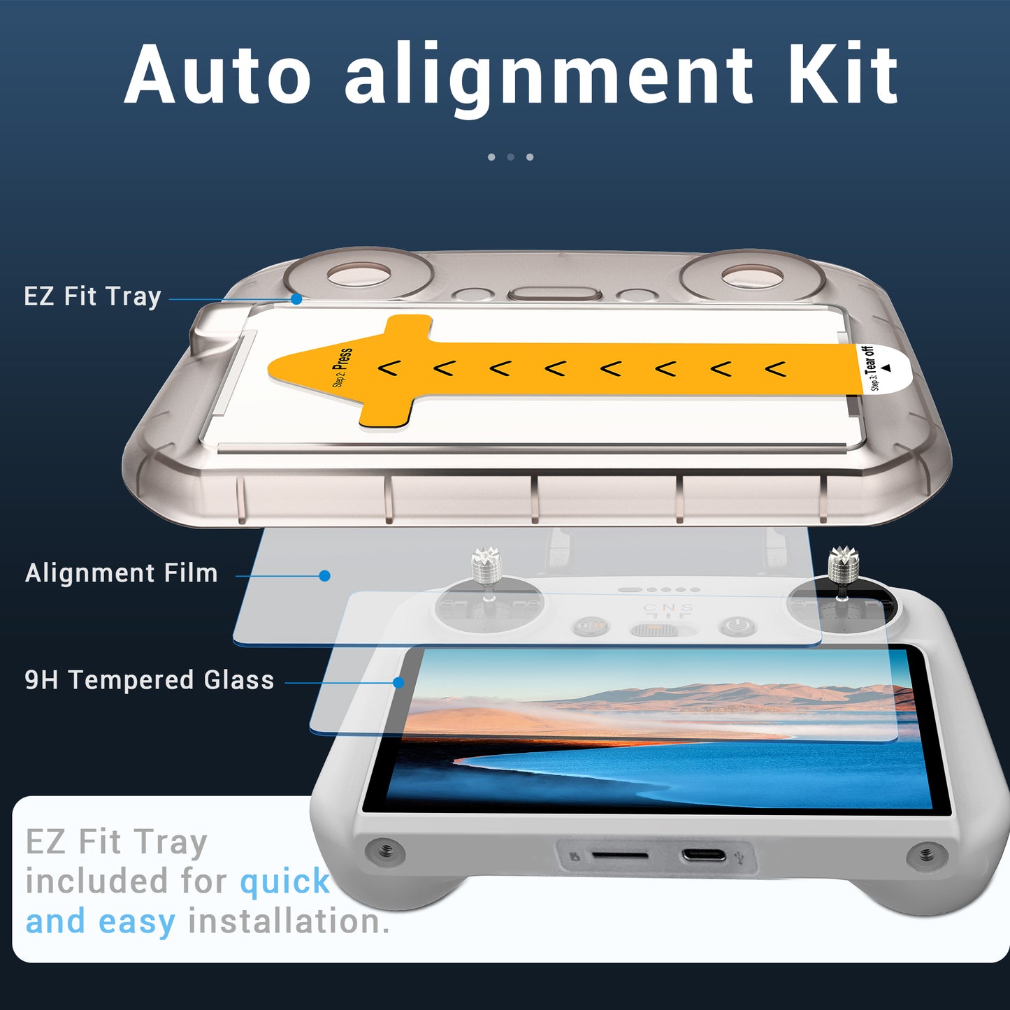 CYNOVA DJI RC2 Screen Protector with Auto Alignment Kit