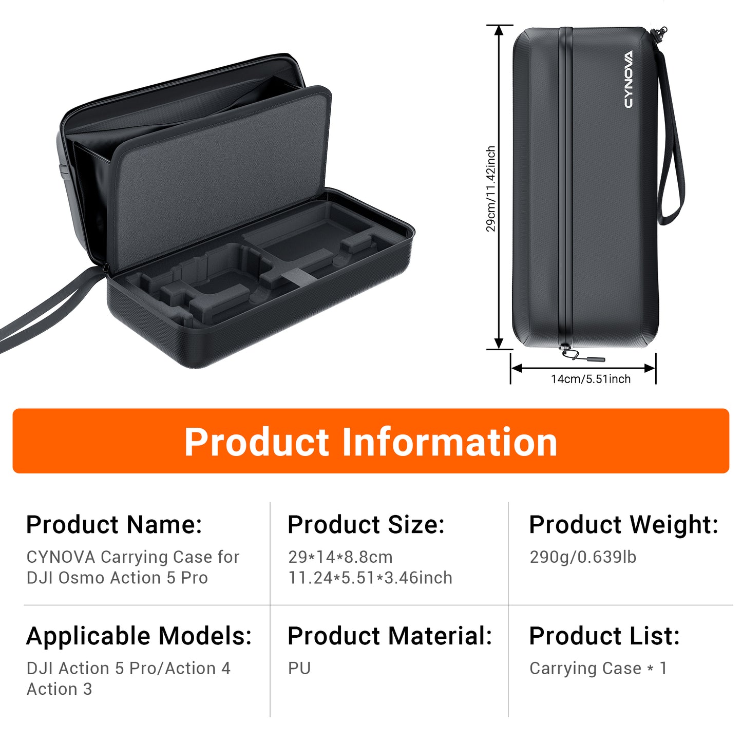 CYNOVA DJI Osmo Action Carrying Bag for DJI Action 5 Pro/DJI Action 4