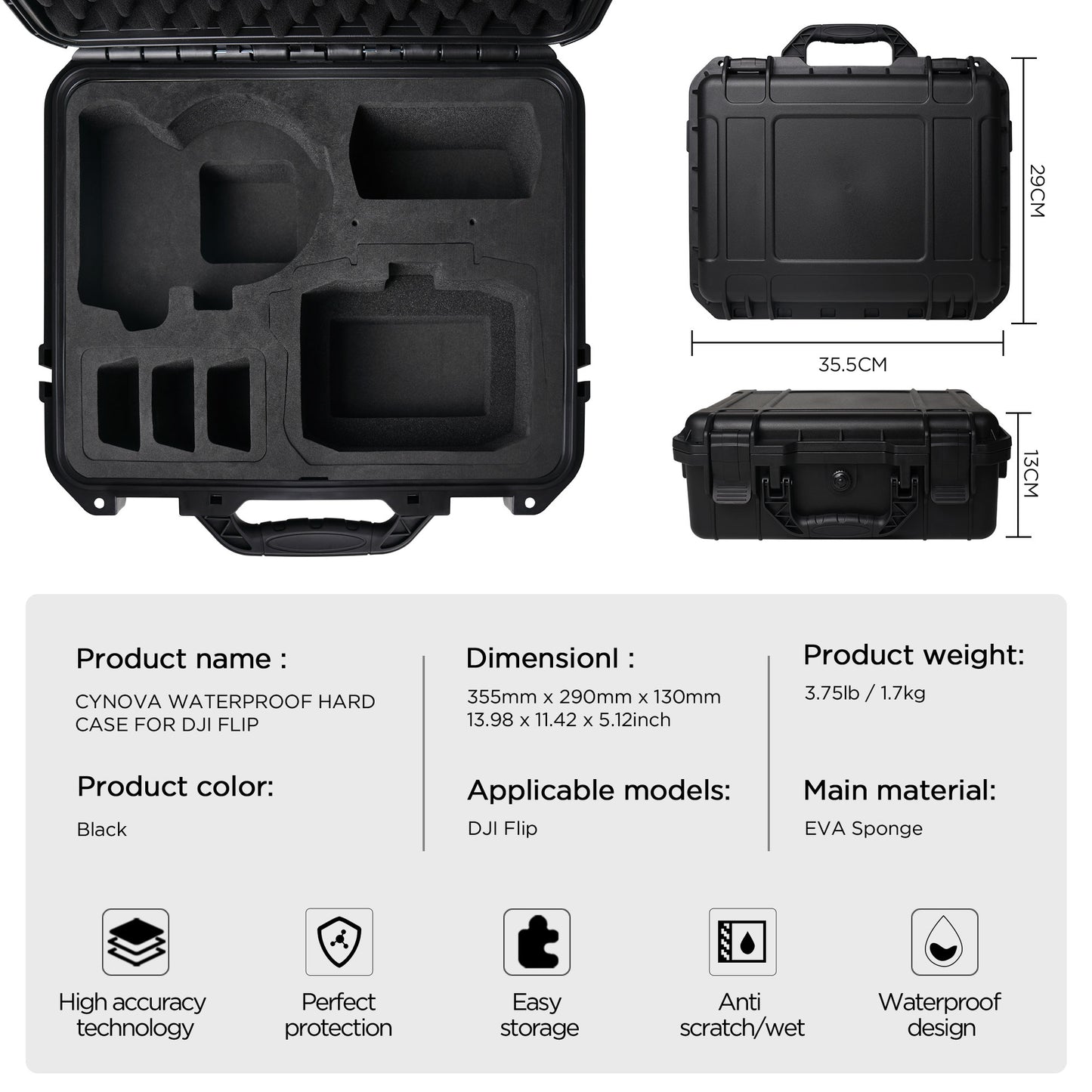 CYNOVA Portable Hard Waterproof Hard Case for DJI Flip