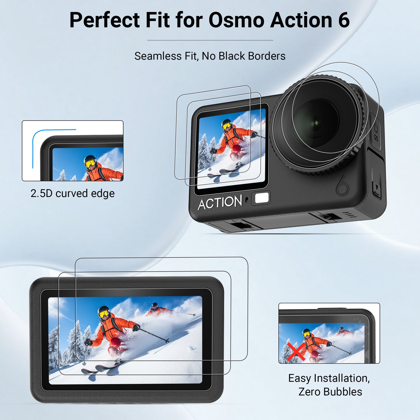 Tempered Glass Screen Protector For DJI Osmo Action 6