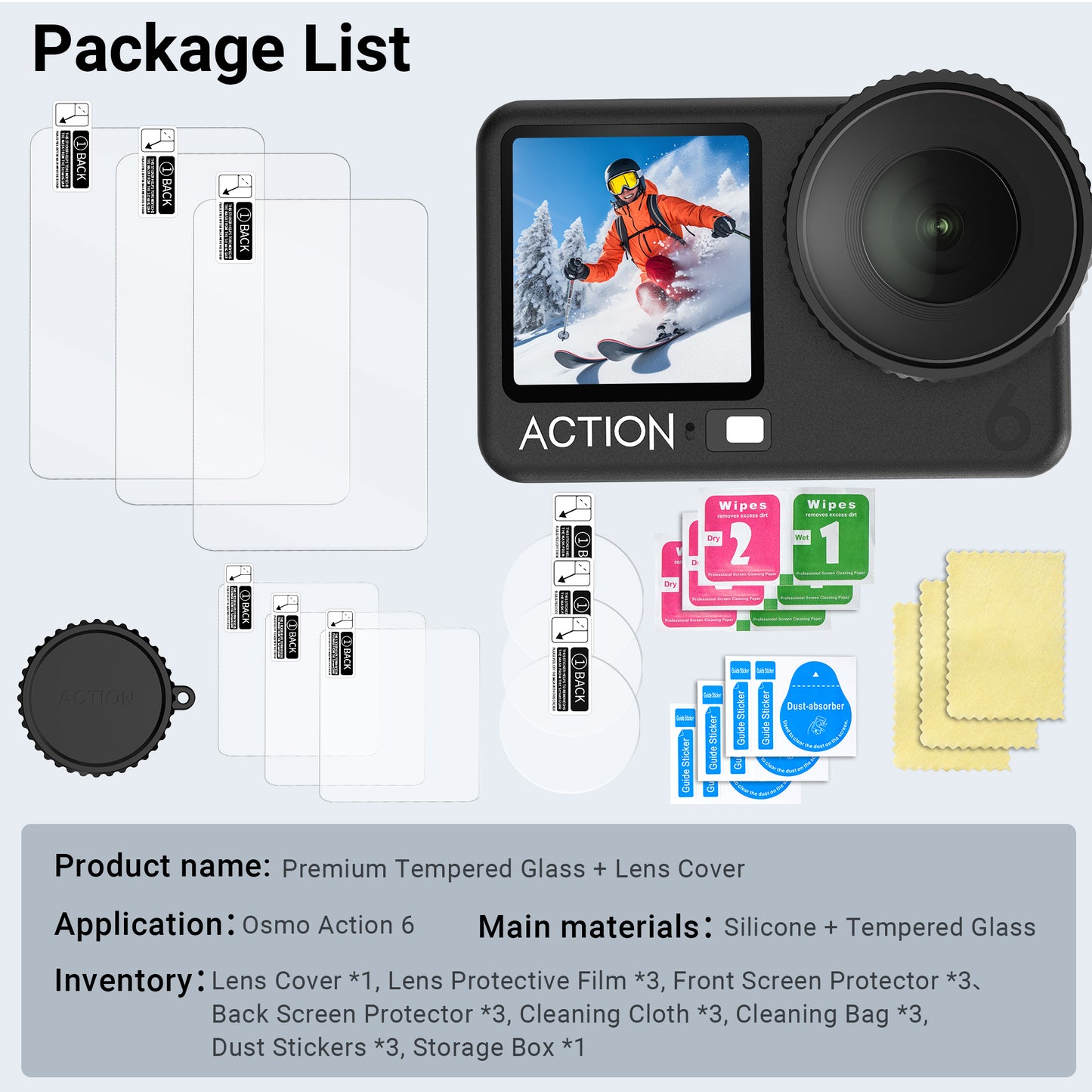 Tempered Glass Screen Protector For DJI Osmo Action 6